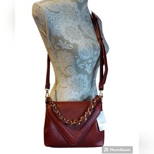 Ophelia Roe Envelope Flap Front Crossbody Burgundy NWT